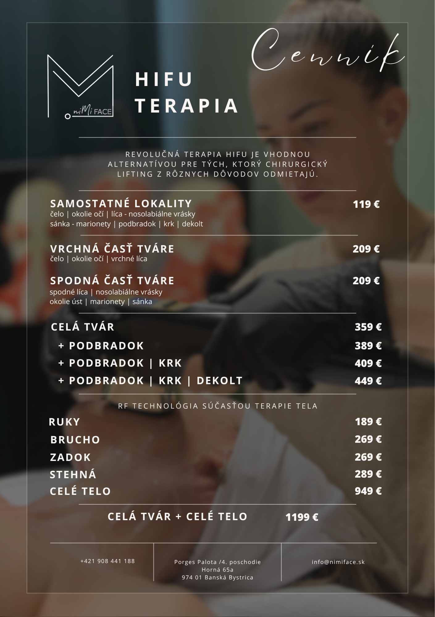 cenník HIFU terapia