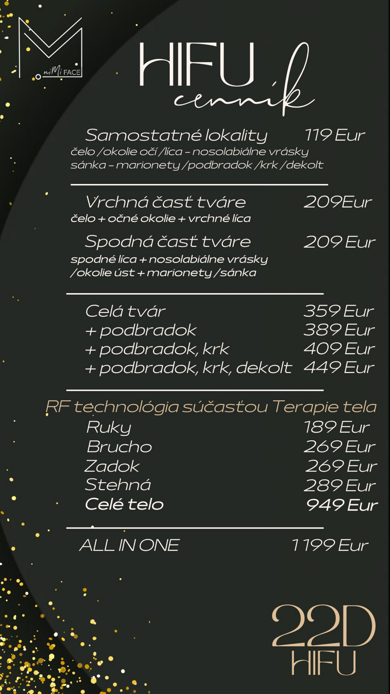 HIFU cenník | nimiface.sk